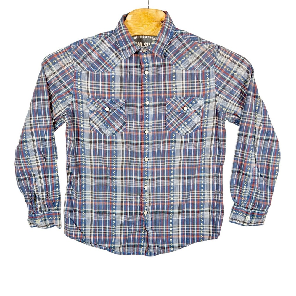 Mossimo Supply Co Pearl‎ Snap Athletic Fit Long Sleeve Shirt Mens Medium Preppy